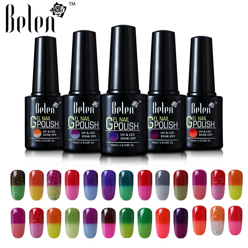 Belen 10ML 100 Colors Temperature Changing Nail Gel Polish Thermal Color Change UV GeL Soak Off Varnish Lak Base Top | Красота и