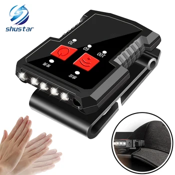 BEST PROMO ❤️ USB Rechargeable LED Headlamp Gesture Sensing Cap Clip Lights Waterproof Material Adjustable HeadLights Built-in Lithium Battery - discount item 40% OFF Lights & Lighting