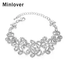Minlover Модный свадебный браслет дамы серебро/золото/синий цвет камни в форме капли невесты ювелирные браслеты для женщин MSL032