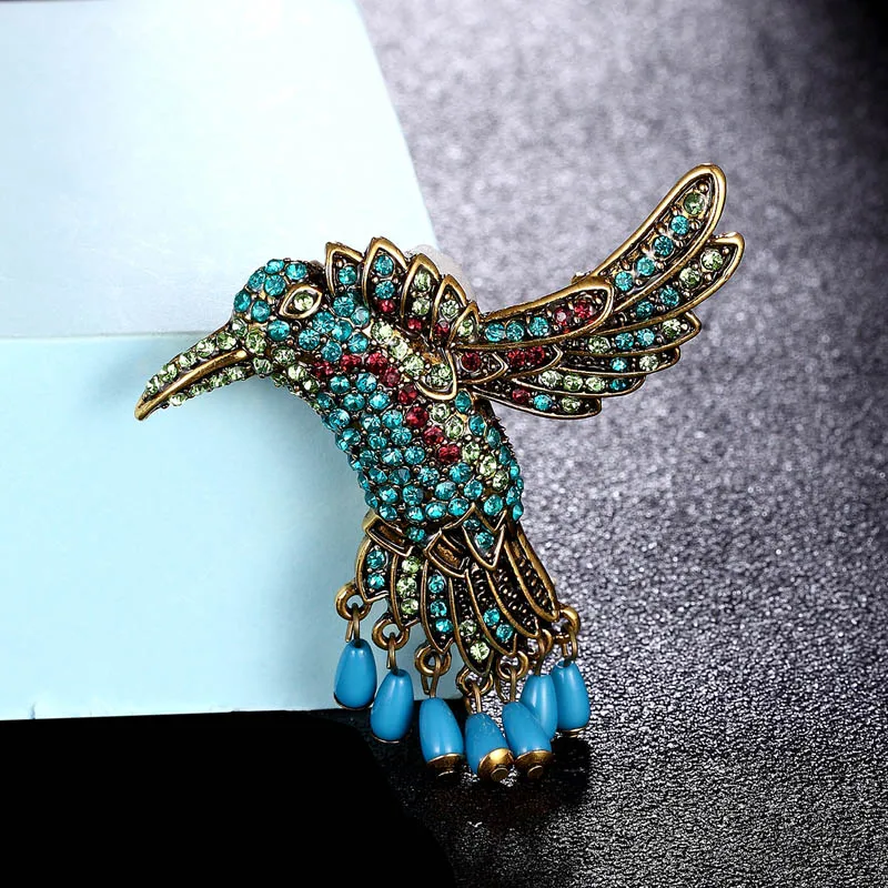 

Zlxgirl Green Rhinestone beads birds brooches shape brooch jewelry fashion Girl Scarf Suit Sweater Pin hijab bridal jewelry