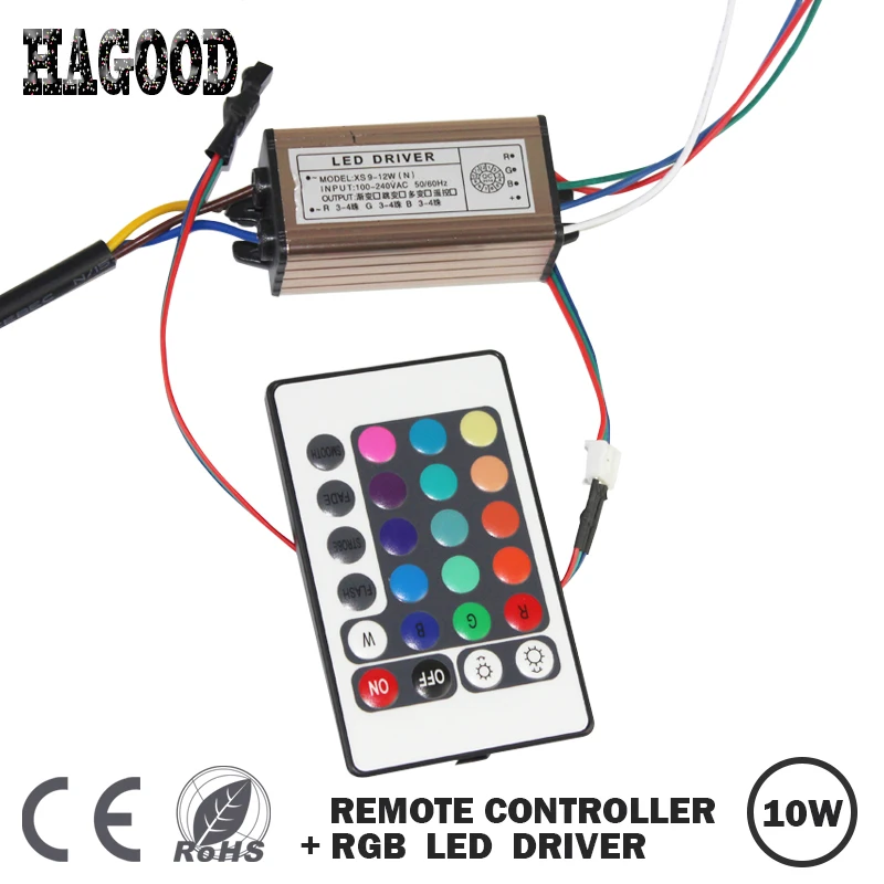 

10W RGB Waterproof IP66 LED Driver AC85-265V DC7-12V Light Transformer External Aluminum Case+ Remote Controller for Led Lamps