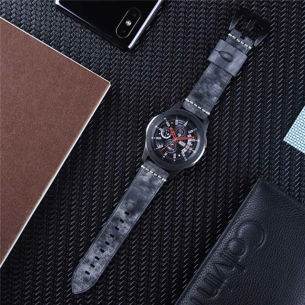 Ремешок кожаный для Samsung Galaxy Watch 3 45 мм 46 сменный Браслет Gear S3 новый дизайн 22