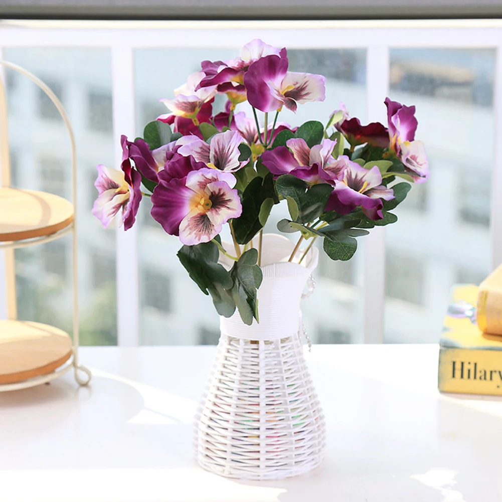 Новые искусственные цветы, свадебное украшение, поддельные анютины глазки, букет, для дома и офиса, вечерние, имитация растений, настольный декор, растение для отеля#2 - Цвет: Double Purple