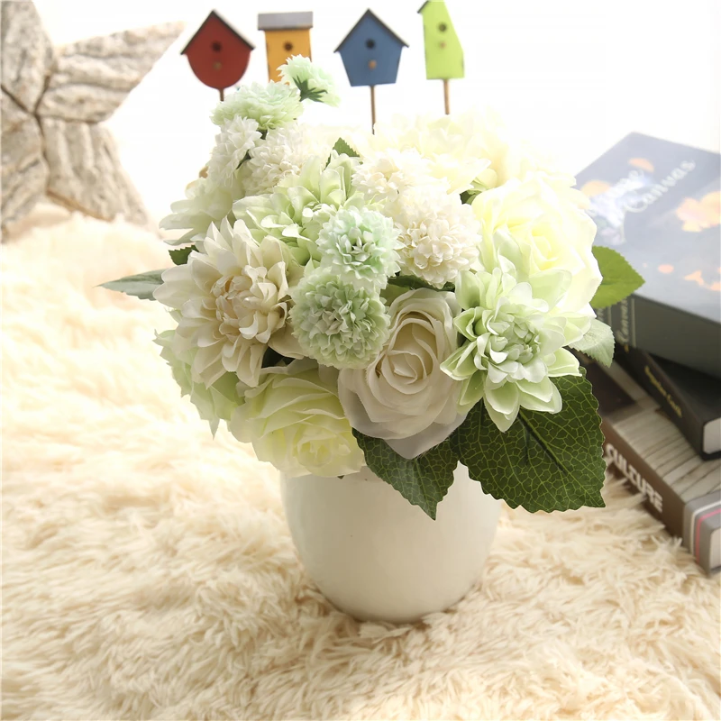 2PCS Wedding Flower Silk Bride Bouquet Flower Simulation of Plant Dali