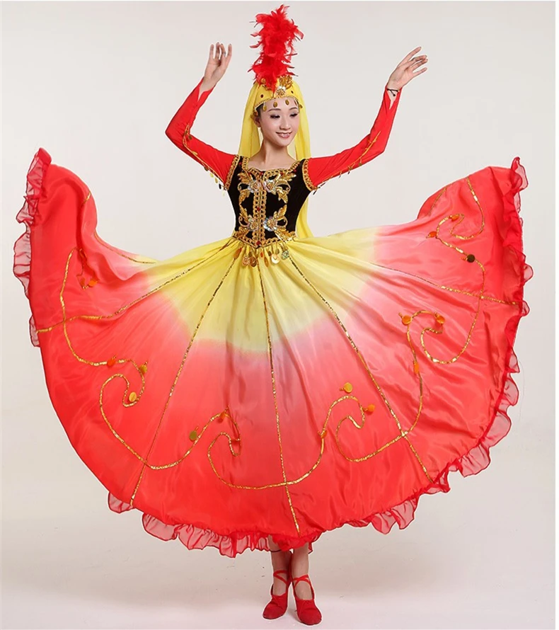 

Chinese folk dance minority costume dance skirt Uighur costumes Xinjiang Characteristic Dance Costume