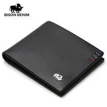 BISON DENIM, модный бренд, мужские кошельки, натуральная кожа, тонкий, двойной, ID, держатель для кредитных карт, мужской карман, кошелек