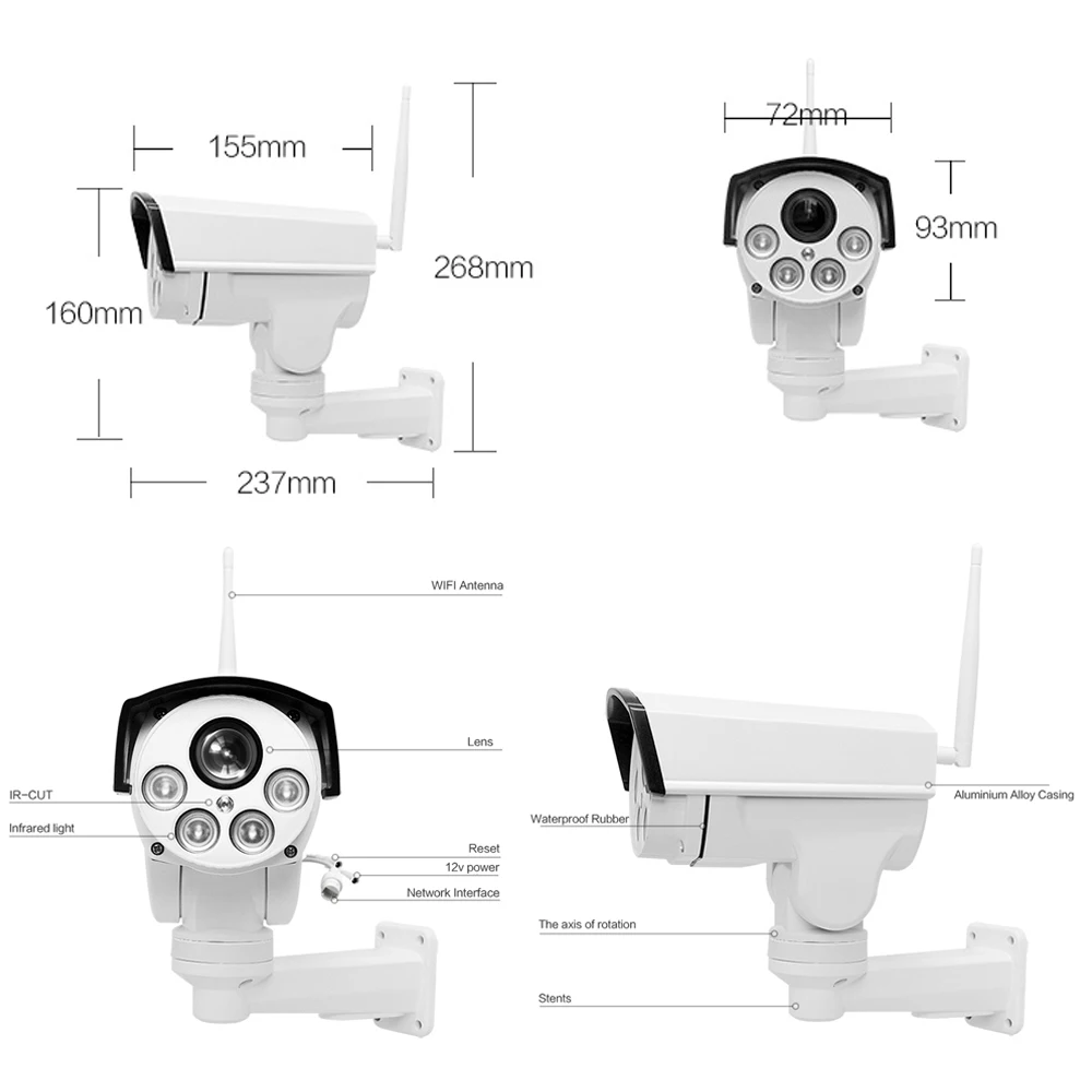 4G 3g PTZ IP камера 5X Zoom CCTV видео Водонепроницаемая уличная HD 1080P SIM Камера IR 50 м ночное видение безопасность с адаптером питания