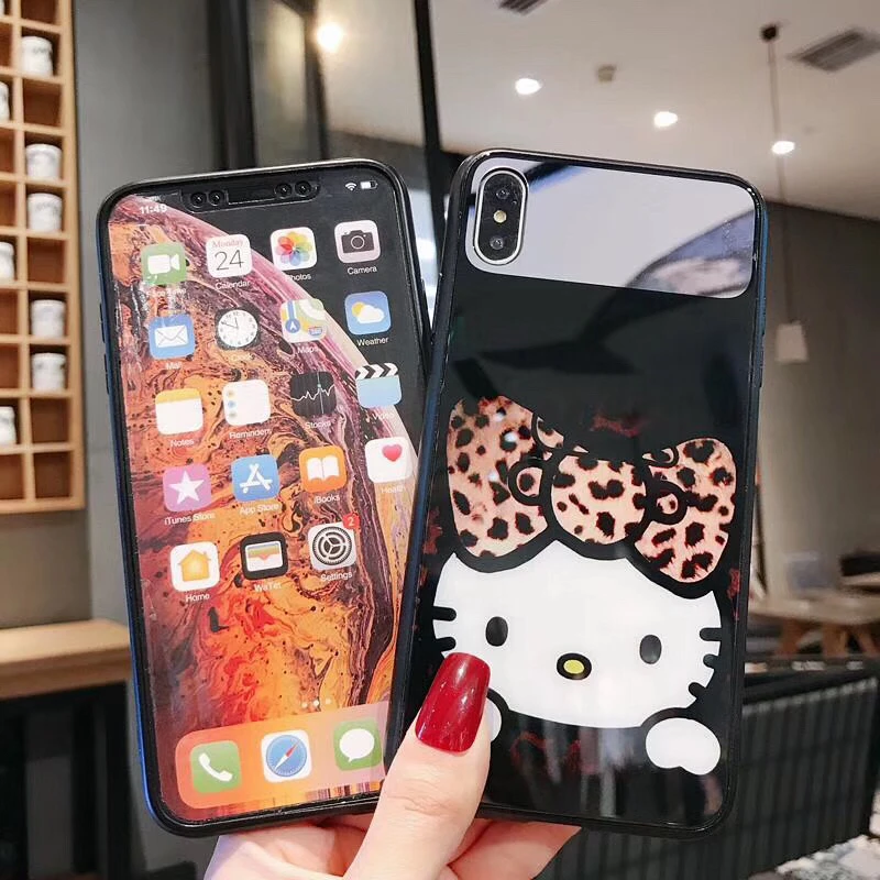 Для iphone 11 Pro Max зеркальное стекло милый hello kitty кот Минни чехол Мобильный чехол для телефона для iphone 6 6s 7 plus 8 plus X XR XS MAX