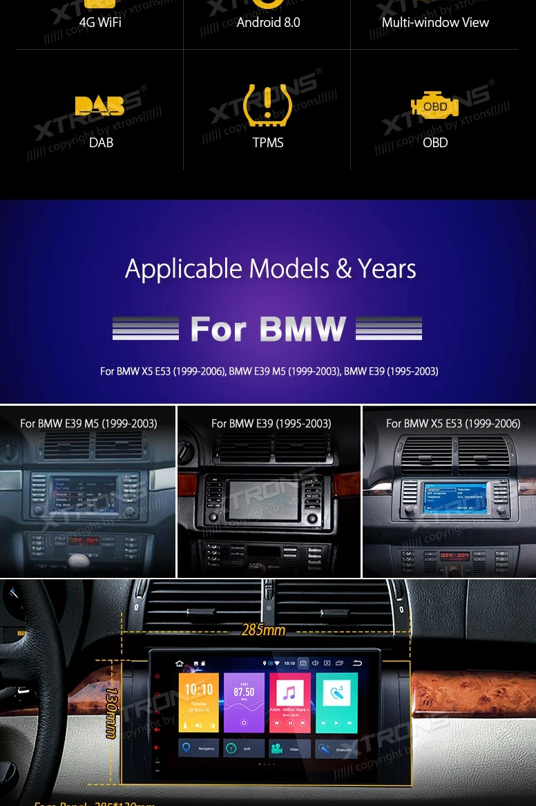 Top 9" Android 8.0 OS Car Multimedia GPS Radio for BMW X5 E53 1999-2006 & E39 M5 1999-2003 & E39 1995-2003 with 4GB RAM 32GB ROM 1