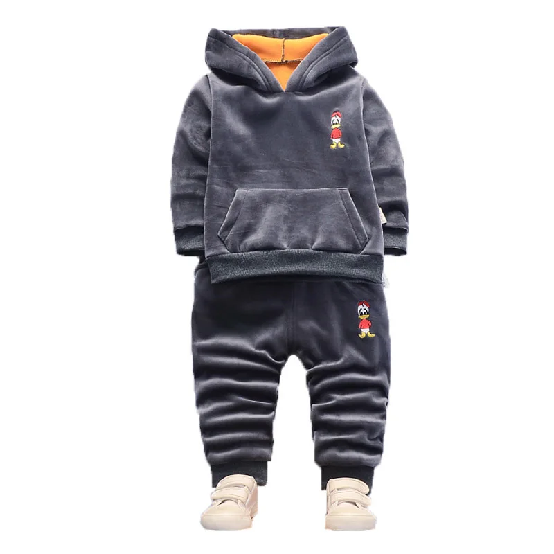 

2018 Sping Winter New Fashion Children Boys Girls Warm Clothes Baby Add Cotton Hoodies Pants 2Pcs/Sets Toddler Cartoon Tracksuit