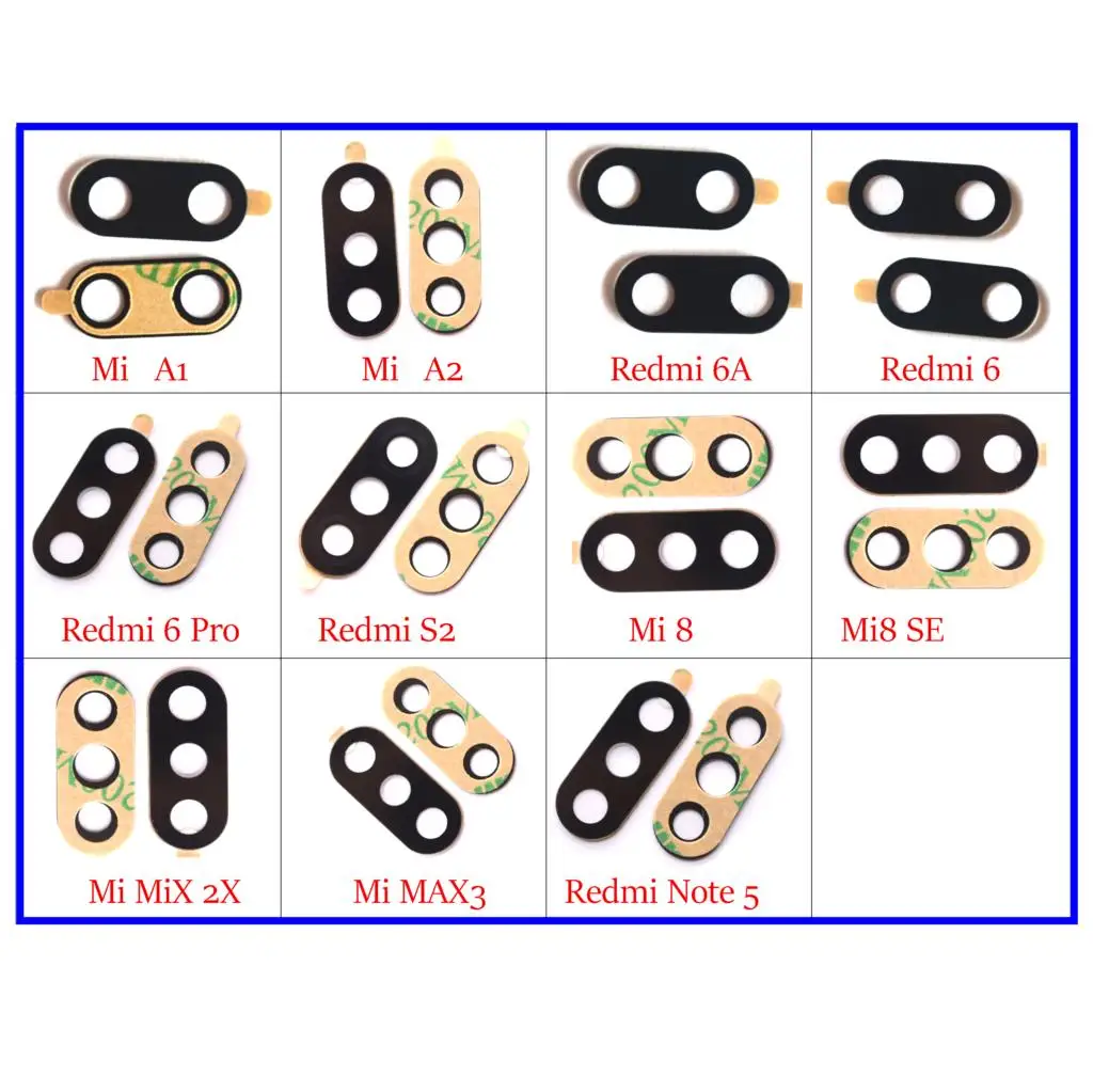 

2pcs rear back camera glass lens for Xiaomi Redmi 6 pro 6A/S2/Y2/Redmi for xiaomi Mi A1 A2/mi 6X/mi 8/mi 8 SE/mix 2S/Max 3