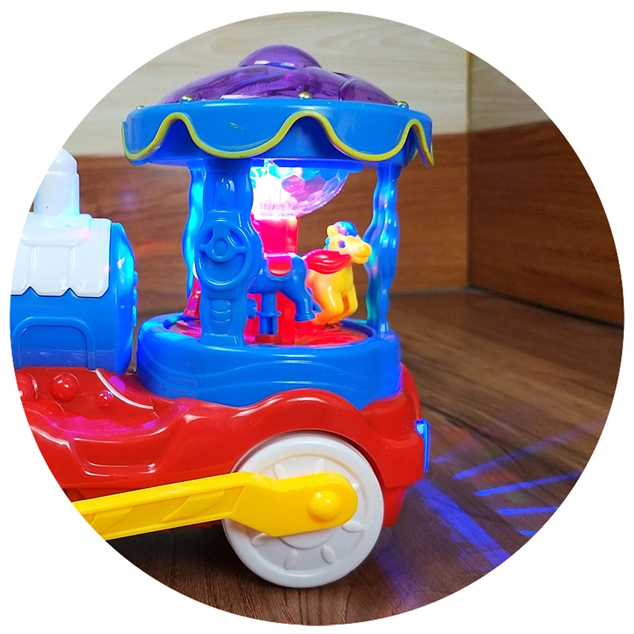 Высокое качество Электрический музыкальный поезд, вращающаяся лошадь Забавные игрушки модель автомобиля день рождения удивительный подарок пластиковая игрушка детская для мальчика
