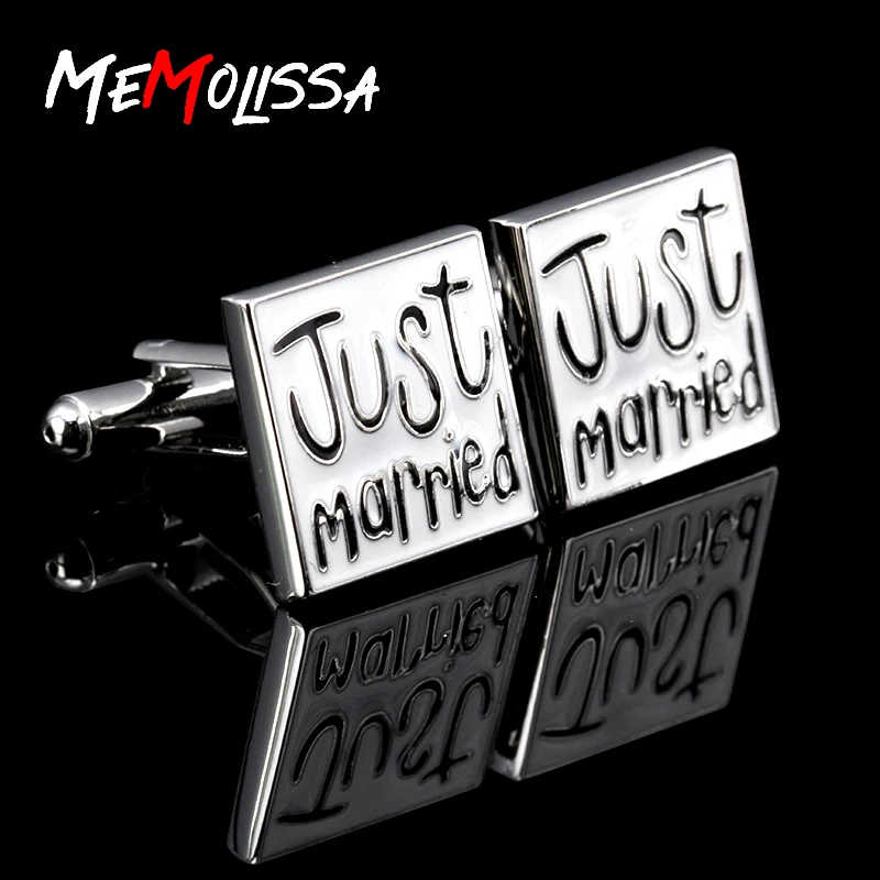 

MeMolissa High Quality Just Married Cufflinks for mens Wedding Shirt Cuff Gifts for Husband and wife Cuff links