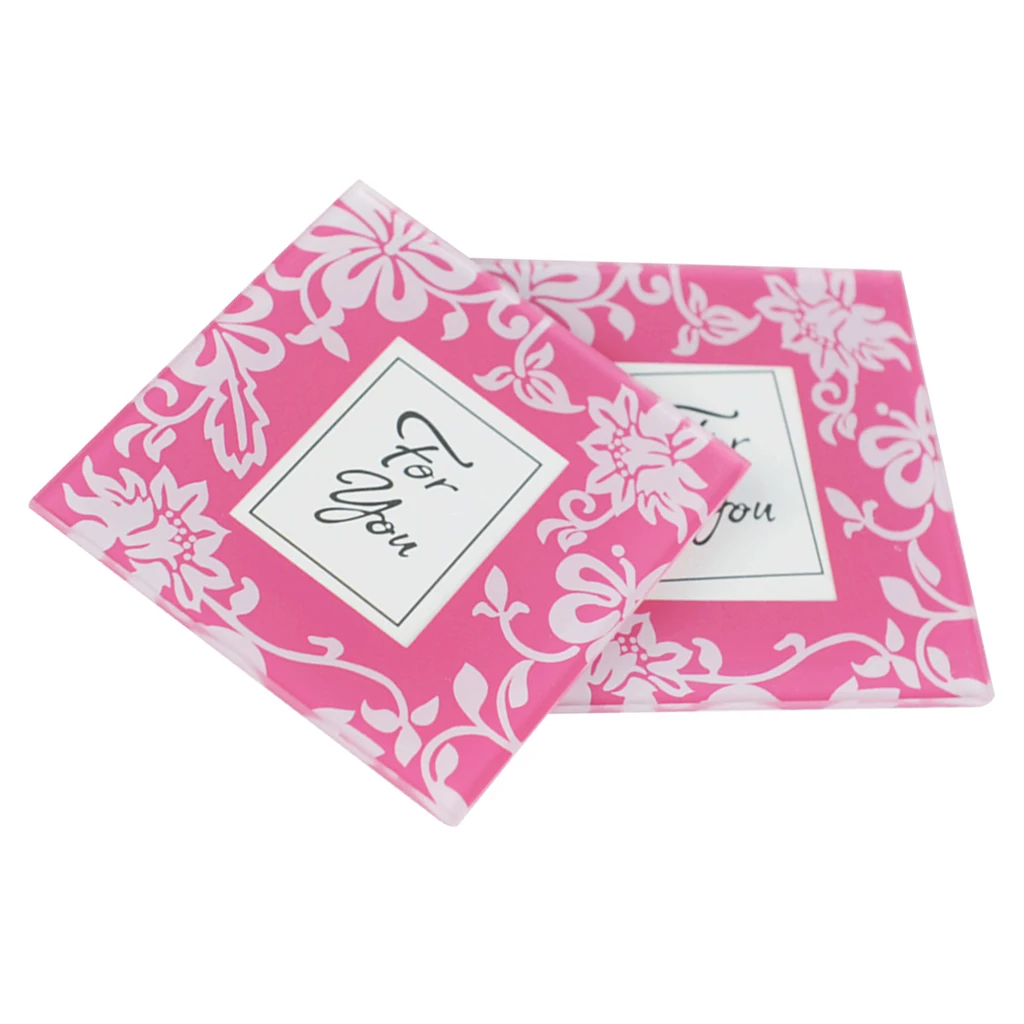 2pc Fashion Glass Coaster Pink Photo Frame Coaster Coffee Cup Saucer Tea Cup Small Tray for Wedding Gifts for Girls 