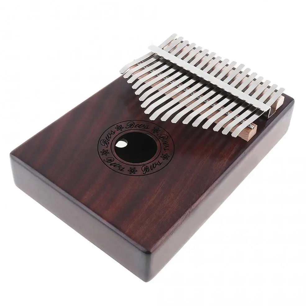  17 Key Kalimba Single Board Mahogany Thumb Piano Retro Mbira Mini Keyboard Instrument with Complete