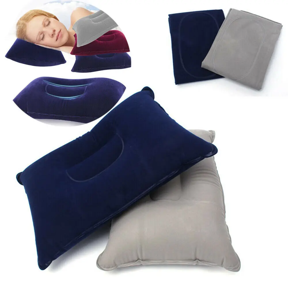 

Portable Ultralight Inflatable Air Pillow Cushion Travel Double Sided Flocking Cushion Camp Beach Car Plane Head Rest Bed Sleep