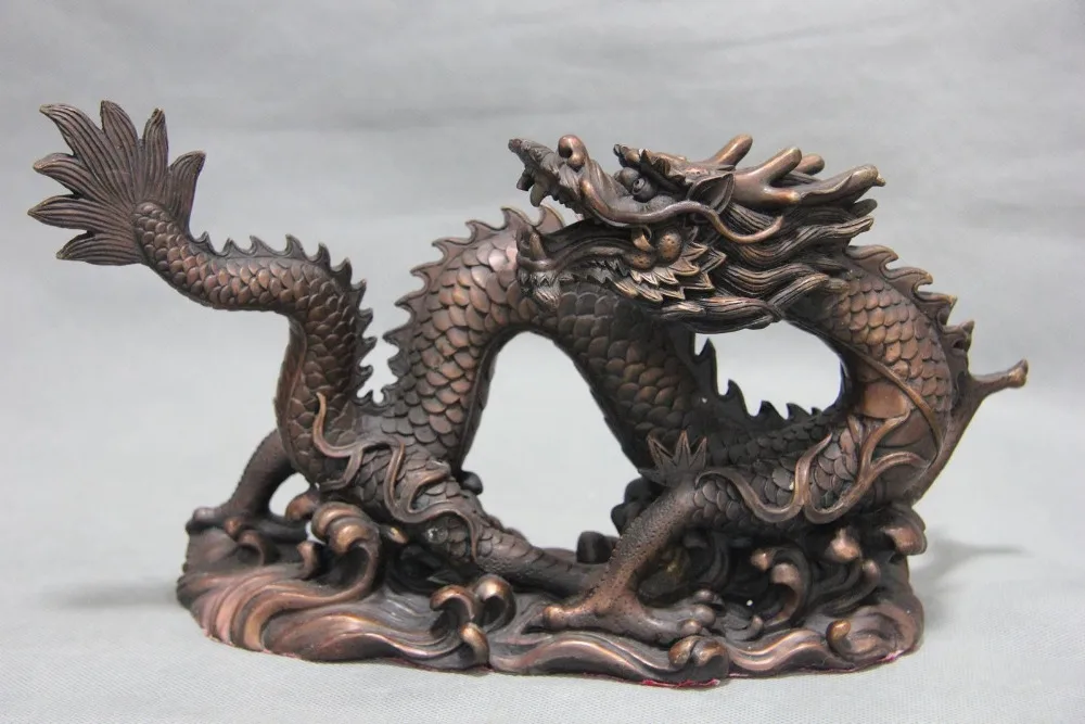 

003374 Pure Red Copper Bronze Feng Shui Zodiac Lucky Auspicious China Dragon Art Statue