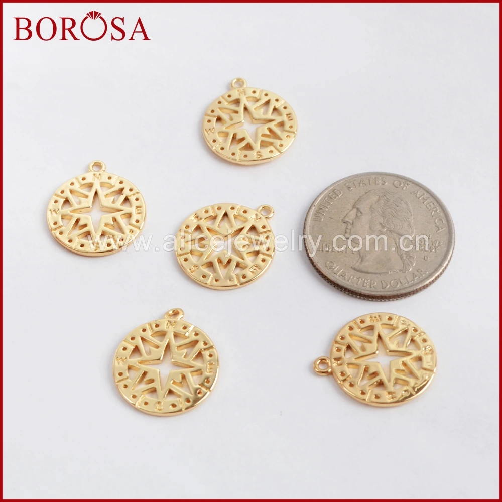 BOROSA 100 шт. золотой цвет латунь Резные звезды очаровательные металлические