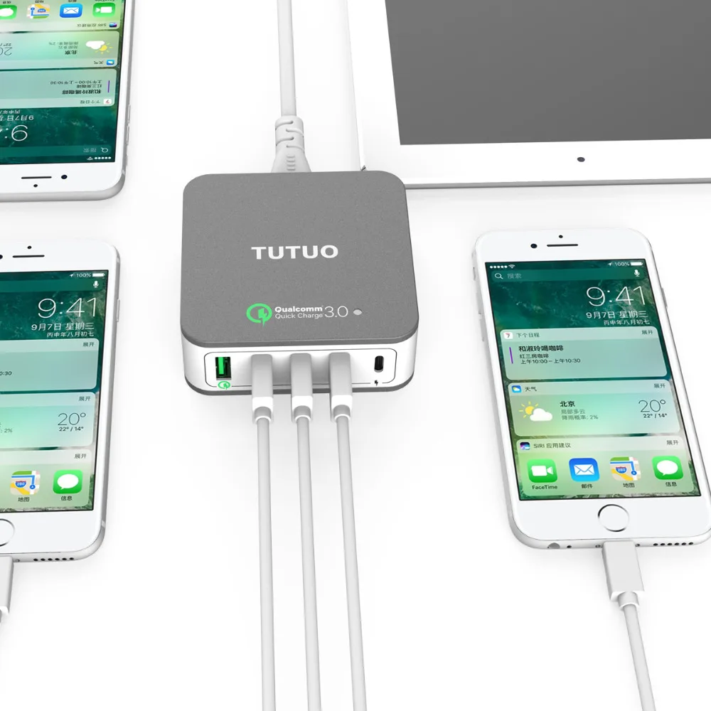 TUTUO Quick Charge 3,0 Тип-c 40 Вт 5-Порты и разъёмы быстрый USB Зарядное устройство штепсельная вилка американского стандарта быстрой зарядки мобильного телефона Зарядное устройство для Xiaomi Meizi iPhone samsung