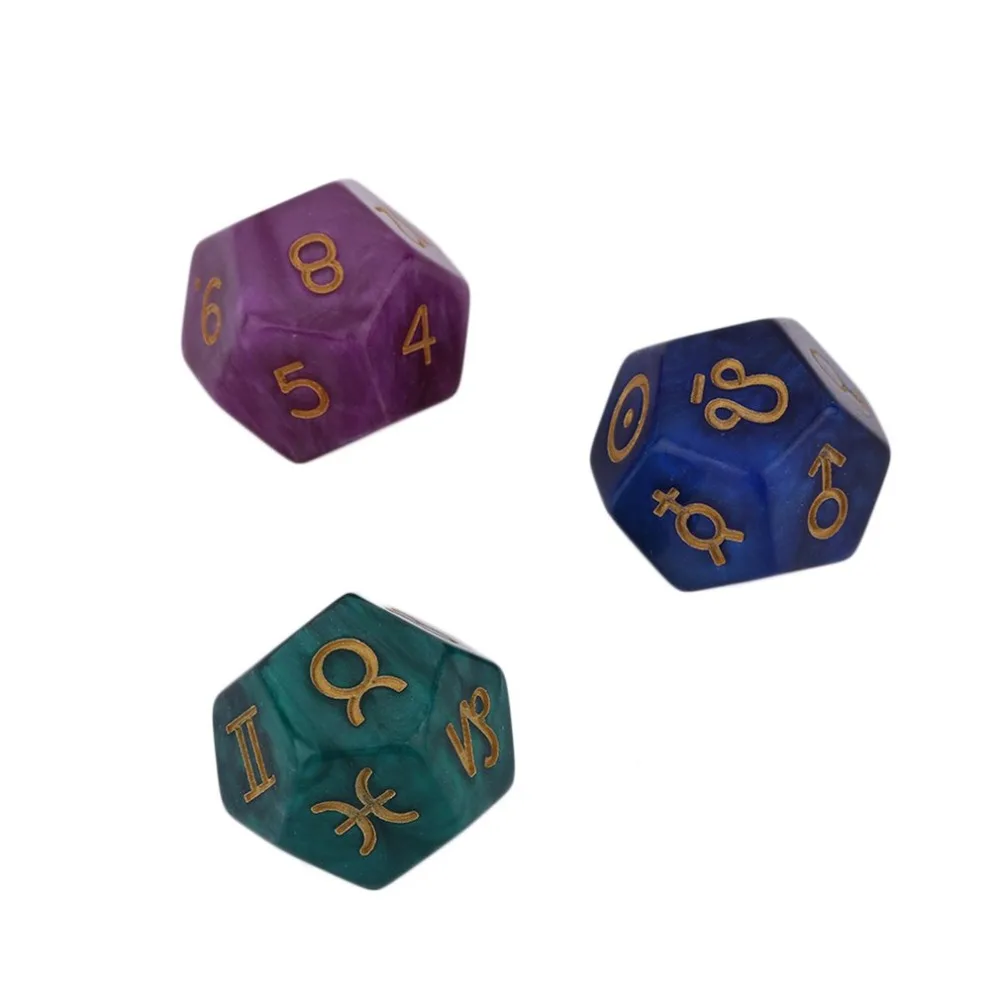 

3PCS 9 Polyhedral Dice Astrological Creative Dice Set Multi-Faceted Acrylic Dice For EZ Constellation Games Classic Toys Tricks