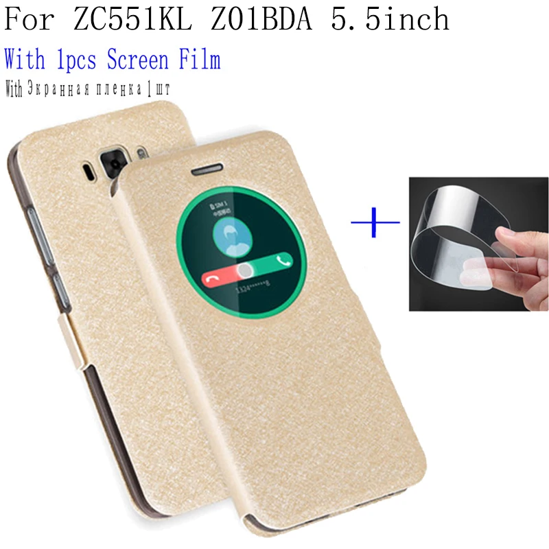 Чехол для ASUS ZC551KL Z01BDA с окошком смартфона 5 дюймов откидной из искусственной кожи