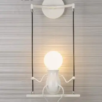 Простая креативная настенная лампа для детей для современной гостиной, спальни, креативная прикроватная лампа коридора, прохода, лестницы, Балконная лампа - Цвет абажура: Белый