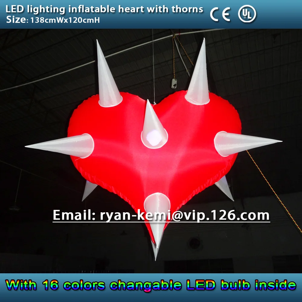 LED lighting inflatable heart with thorns inflatable heart for decoration with LED light bar decorative inflatable balloon LED lighting inflatable heart with thorns inflatable heart for decoration with LED light bar decorative inflatable balloon