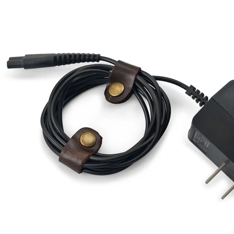 

2X Leather Cable Cord Winder Headphone Earphone Earbud Cable Tie Cord Wrap Winder Organizer Holder