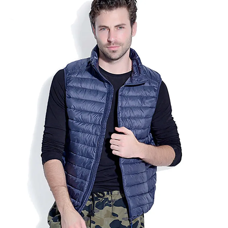 

Mens White Duck Down Vest Winter Ultra-light Warm Down Vest Jackets S-3XL Male Waistcoat Sleeveless Outwear chaleco hombre Coats