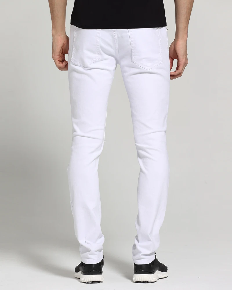 Men White Jeans Fashion Design Slim Fit Casual Skinny Ripped Jeans For Men Men White Jeans Fashion Design Slim Fit Casual Skinny Ripped Jeans For Men
