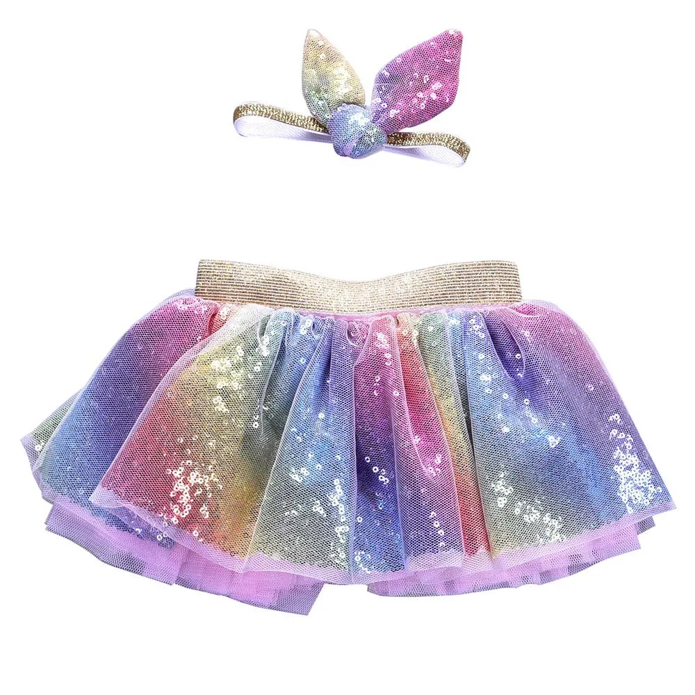 

christmas baby Girls clothes Kids Tutu skirt for girls Party Dance Ballet Baby Bling Costume Skirt+Ears Headband Set