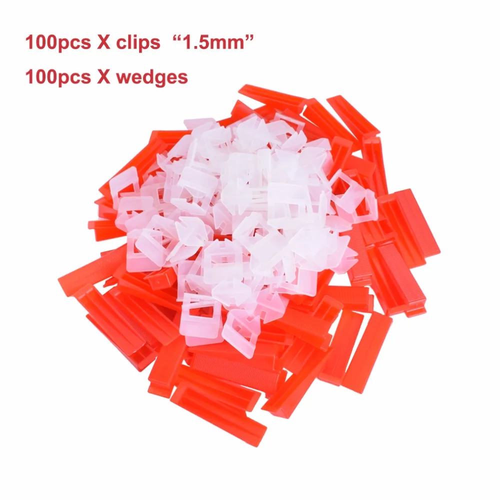 

1/16" Spacer 200pcs/Set Wall Floor Tile Leveling System 1.5mm Tiling Clips and Wedges Sets Starter Kit Lippage Alignment System