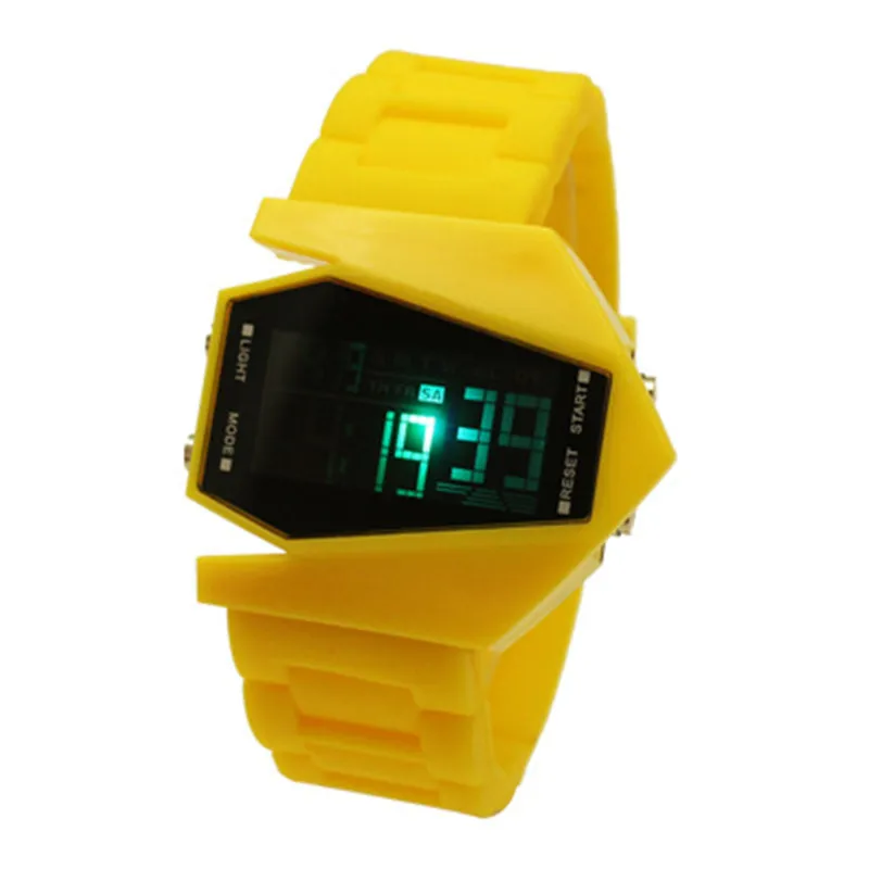 Роскошный Цифровой Будильник Секундомер задний светильник светодиодный часы для женщин мужчин детей спортивные наручные часы relogio feminino masculino 8O72 - Цвет: yellow