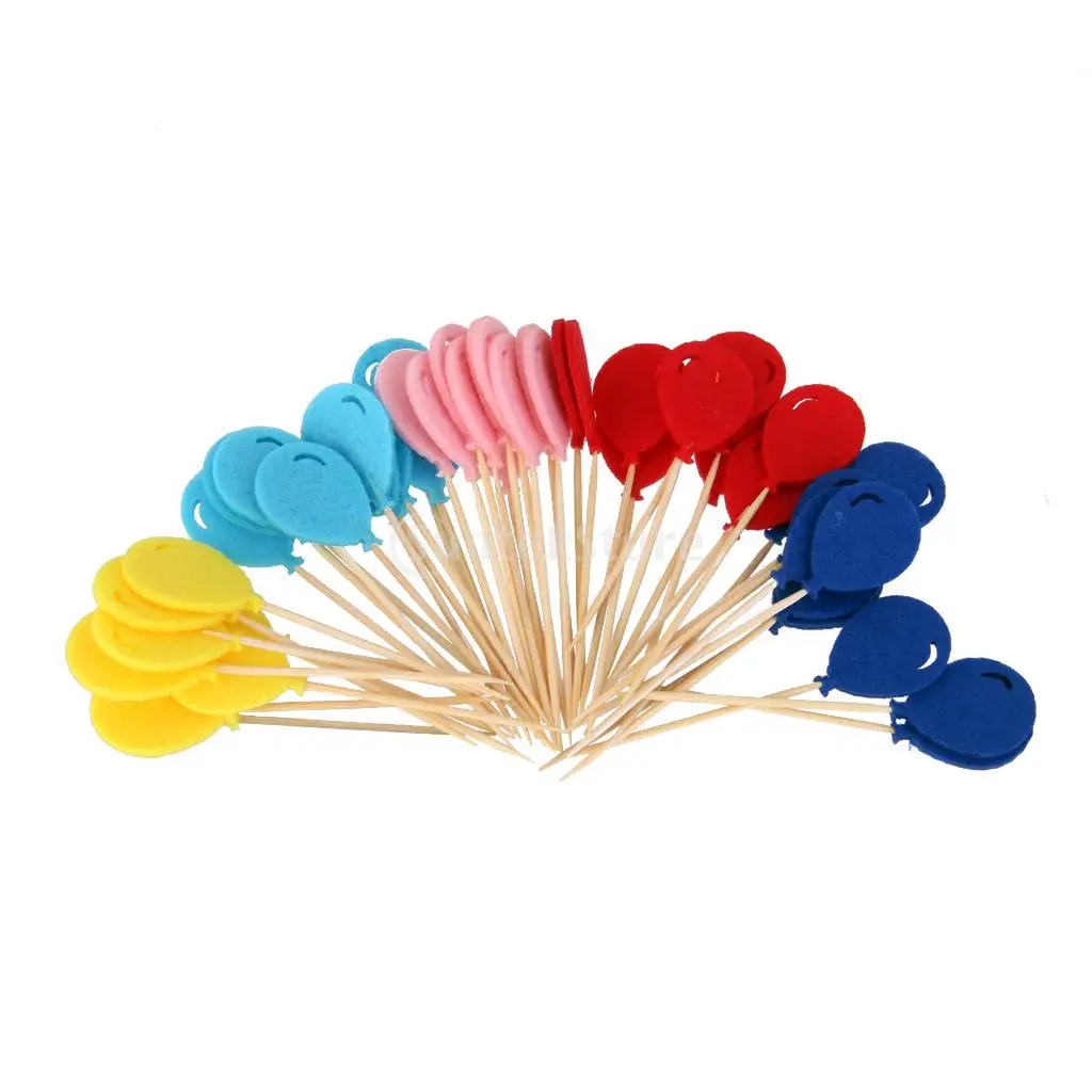 

50pcs Colorful Balloon Food Picks Party Toothpick Cupcake Cocktail Decor