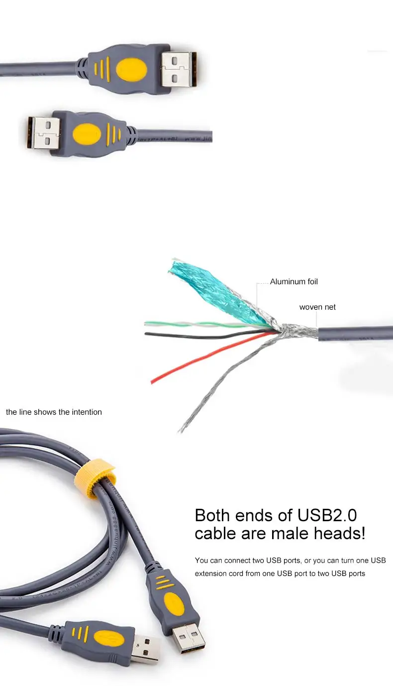 4USB to USB Cable A to Male High Speed Cord Data Adapter Sync Cable For HD Car Radiator Webcom 5M 10M 20M Extender Cable(China)