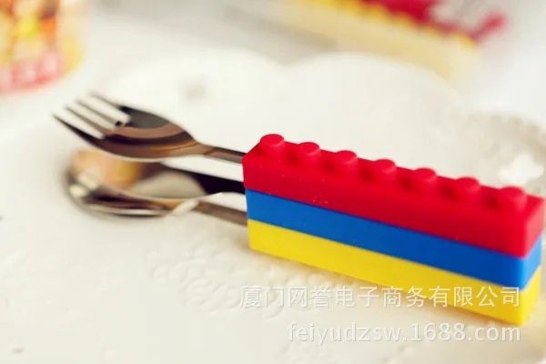 

3 Pieces/Set Creative Stainless Steel Knives And Forks With Silicone Blocks Handle Colorful tableware Free Shipping