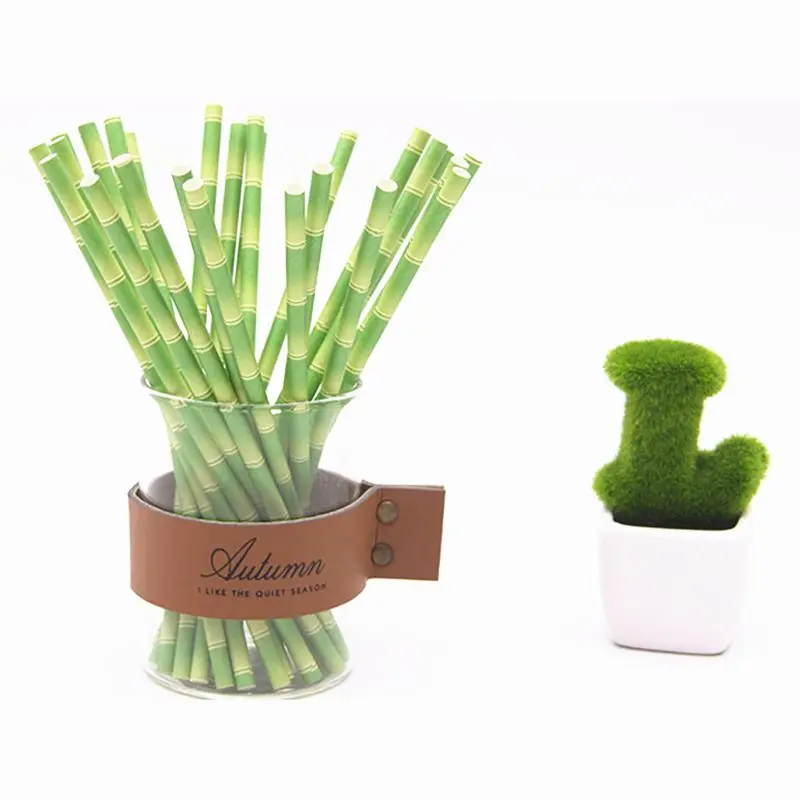 

100PCS Bamboo Drinking Paper Straws Biodegradable Straws For Hawaiian Summer Luau Party Birthday,Wedding Celebration Parties