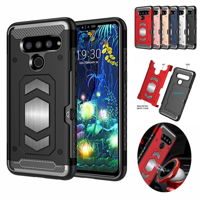 

For LG G8 ThinQ Case Rugged Hybrid TPU+PC Armor Silicone Bumper Shockproof Protective Cover For LG V50 Card Slot Shell Coque