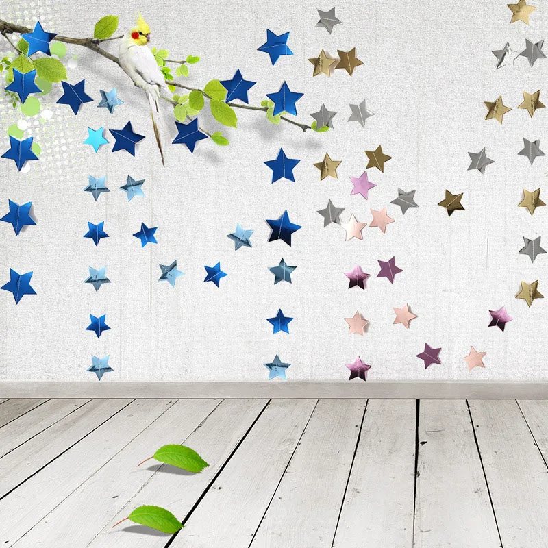 

4 Meters Paper Garland Star Shape String Banners Colorful Hanging Paper Bunting Banner Birthday Wedding Party Flag Decoration