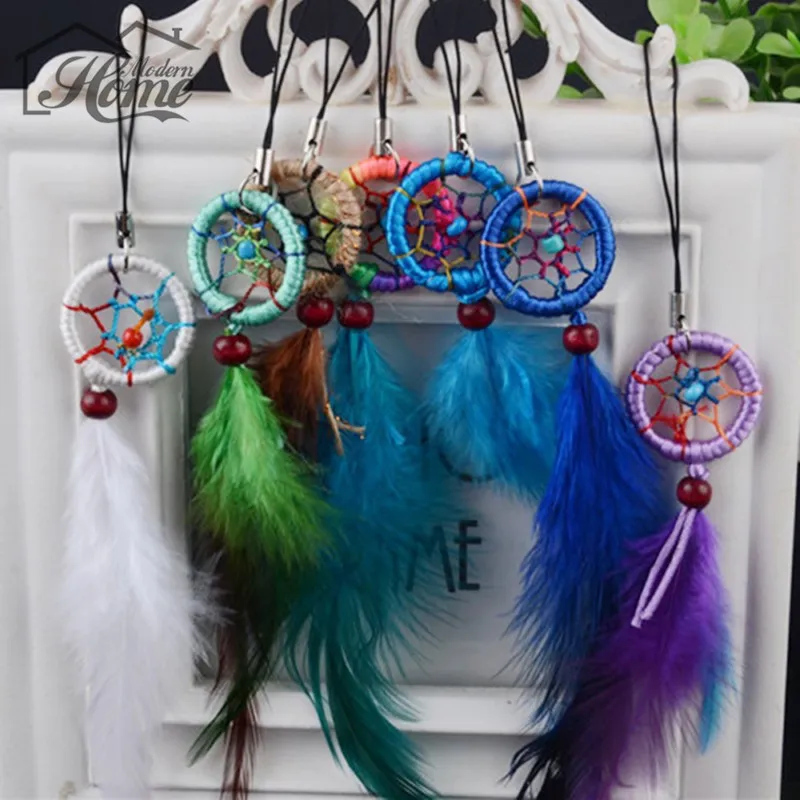 

1pc Dream Catcher Keychain With Feathers Hanging Decoration Craft Gift Wind Chimes Window Car Hanging Decor Keyring Ornament