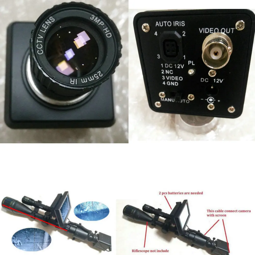 DIY Rifle Scope Night Vision Scope Camera CCTV Lens Industrial Digital