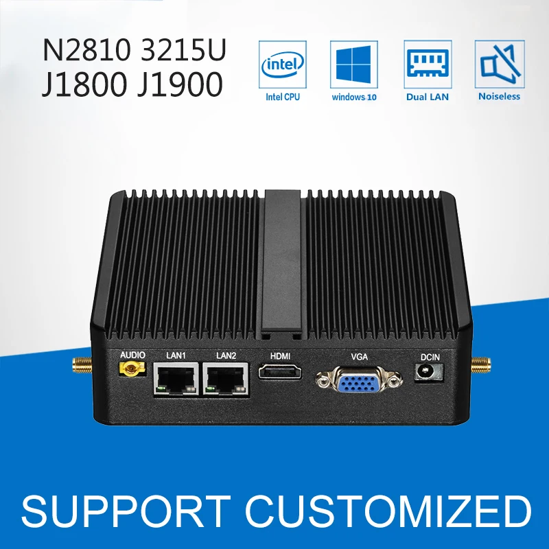 Mini PC J1900 Quad Core 4G RAM Windows 10 Dual LAN 2 COM Fanless Mini Computer 3205U J1800 N2810 Nottop with 300M WIFI HDMI VGA