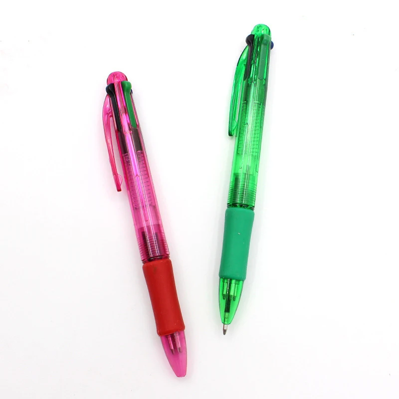 

12X Retractable Ballpoint Handwriting Pens-Soft Grip Four Coloured Ball Point Sent At Random