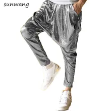 Харадзюку повседневные Модные карго панковские платья Гаремные с низкой проймой Брюки Мужские Сценические бегуны с блестками хип-хоп мужские тренировочные брюки
