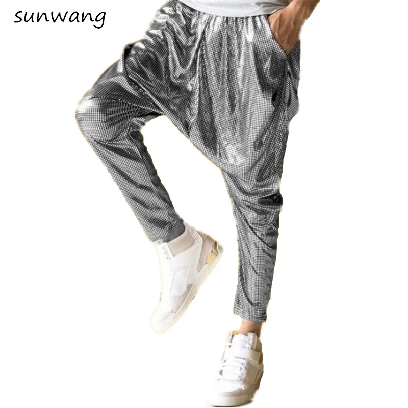

2019 Harajuku Casual Fashion Cargo Punk Dress Low Crotch Harem Pants Men Stage Sequin Joggers Hip Hop Men Sweat Pants Trousers