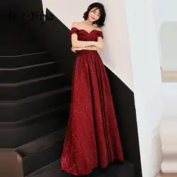 Это YiiYa вечернее платье 2019 винно-красный вырез лодочкой Bling ткань вечерние платья длиной до пола Вечерние платья LX1330 robe de soiree