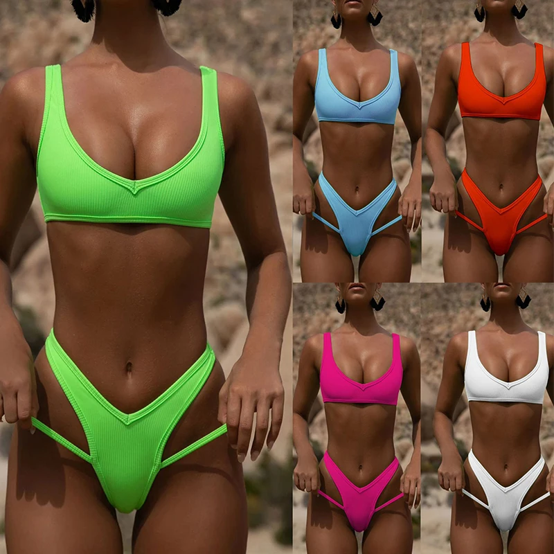 

Solid Sexy Bikini Set White Simple Style Swimsuit Padded Push Up Swimwear Quality Summer Beach Bathing Suit Mujer Bather Bikini