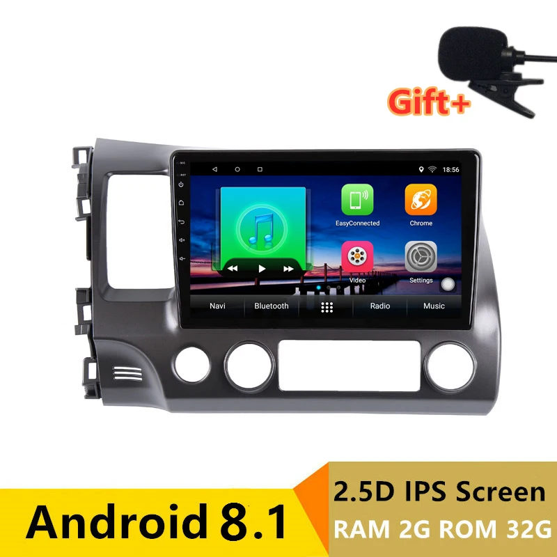 

10" 2+32G 2.5D IPS Android 8.1 Car DVD Multimedia Player GPS For Honda Civic 2004 2005 2006-2011 2007 radio stereo navigation