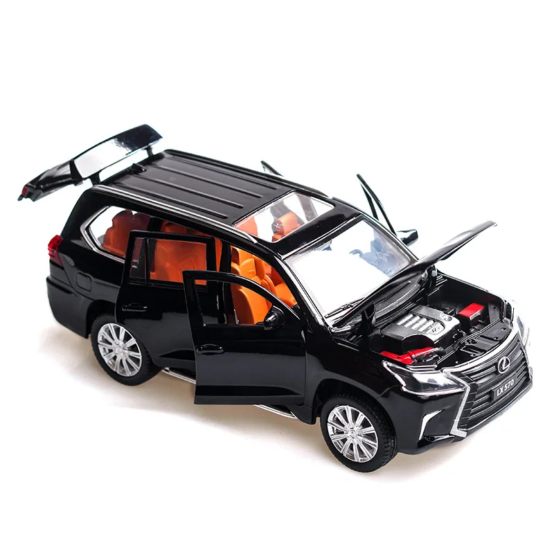 

1:32 Lexus lx570 alloy car model simulation off-road vehicle suv model sound and light pull back car 6 open boy toy car