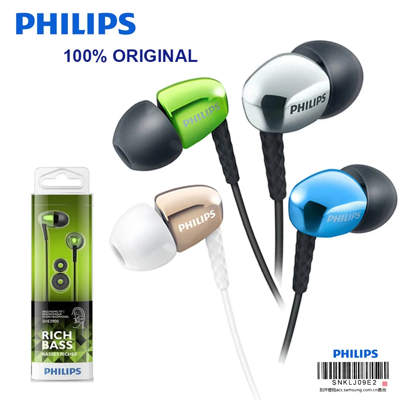 Philips SHE3900 наушники вкладыши с овальными наушниками 3 5 мм проводные гарнитуры Super